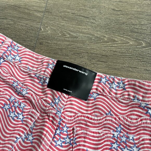 Alexander Wang T Bite Star Print Cutoff Denim Shorts - Picture 6 of 13
